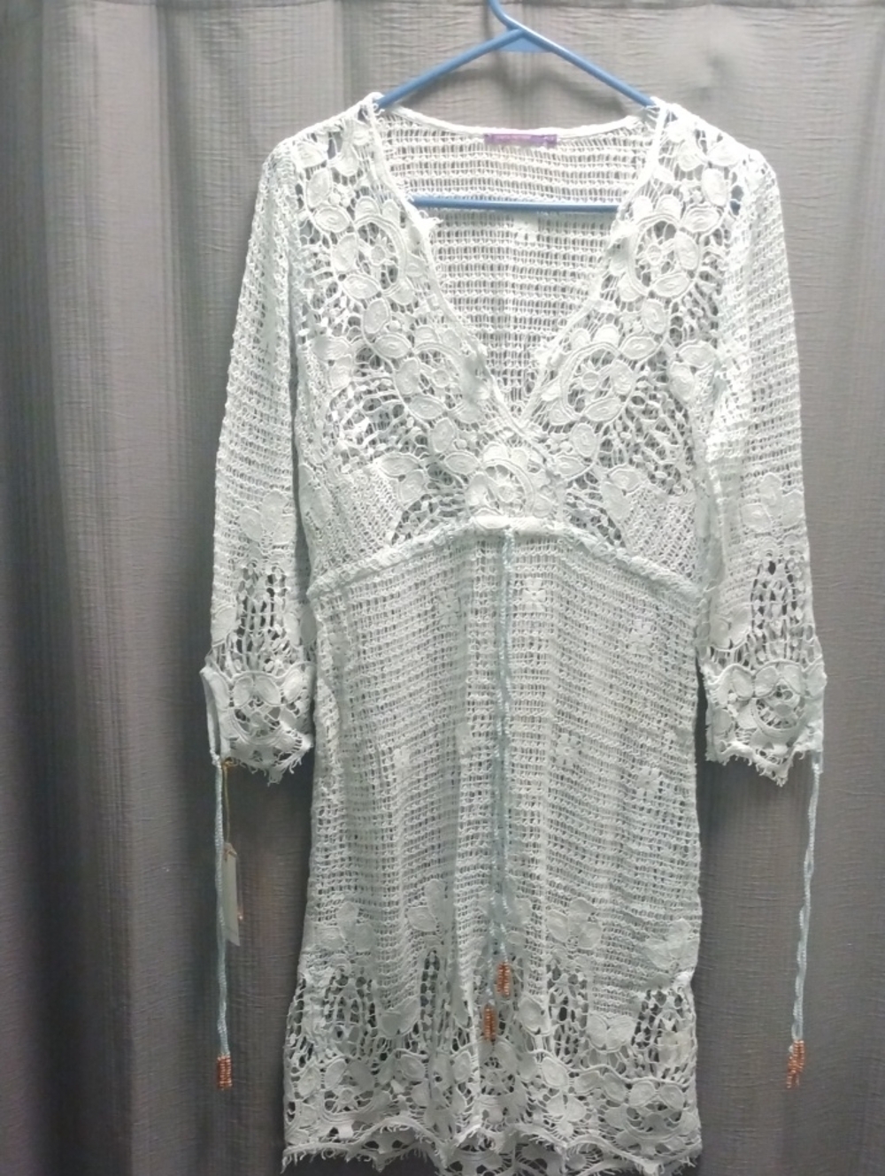 Amita Naithani Light Blue Crochet Open-Knit Beach Cover Up Or Top